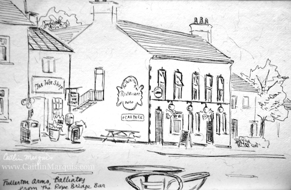 Pub, Anterim Coast, Northern Ireland, sketch; www.caitlinmarquis.com